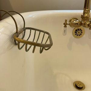 Antique Brass clawfoot tub soap holder